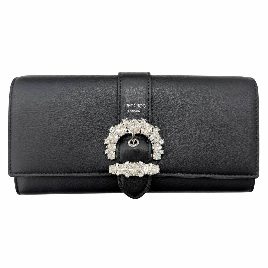 JIMMY CHOO Rhinestone Chain Strap Leather Shoulder Wallet Long Black (Comes with Box and Dust Bag): --- Catalog ---Category: SizeSize (HxWxD): 10cm x 19cm / 3.93'' x 7.48''Category: DesignType: Chain/Shoulder walletColor: BlackGender: WomenMaterial: Leather Category: GeneralBrand: Jimmy Choo--- Item