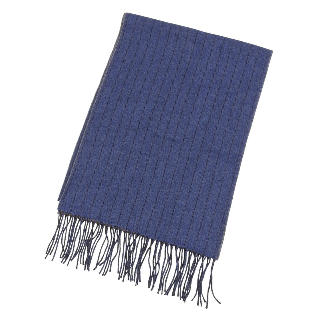 Dunhill Cashmere Mulberry Silk Striped Stole/Scarf with Chevron Reverse and Fringe - Blue/Brown Made: --- Catalog ---Category: SizeSize (LxW): 2m x 32.5cm / 78.74'' x 12.79''Category: DesignColor: Blue, BrownGender: MenMaterial: Cashmere Category: GeneralBrand: DunhillCountry of Origin: Italy--- Item 