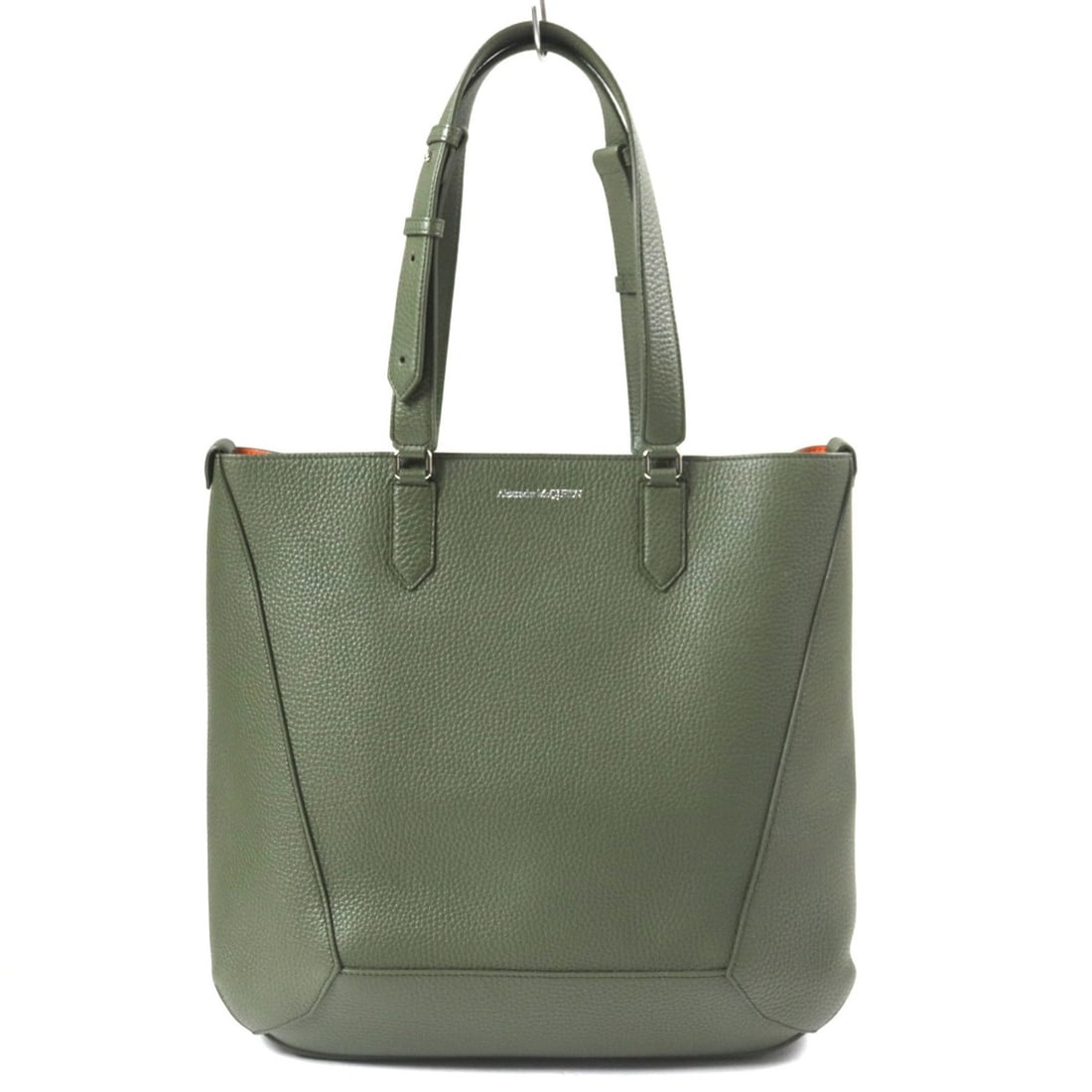 Alexander McQueen 762342 EDGE Medium Logo Print Calfskin Leather Tote Bag, Khaki, with Dust Made in: --- Catalog ---Category: SizeSize (HxWxD): 37cm x 44cm x 8.5cm / 14.56'' x 17.32'' x 3.34''Category: DesignType: Tote bagColor: KhakiGender: MenMaterial: Leather Leather/Fur Type: CalfskinCategory: Ge