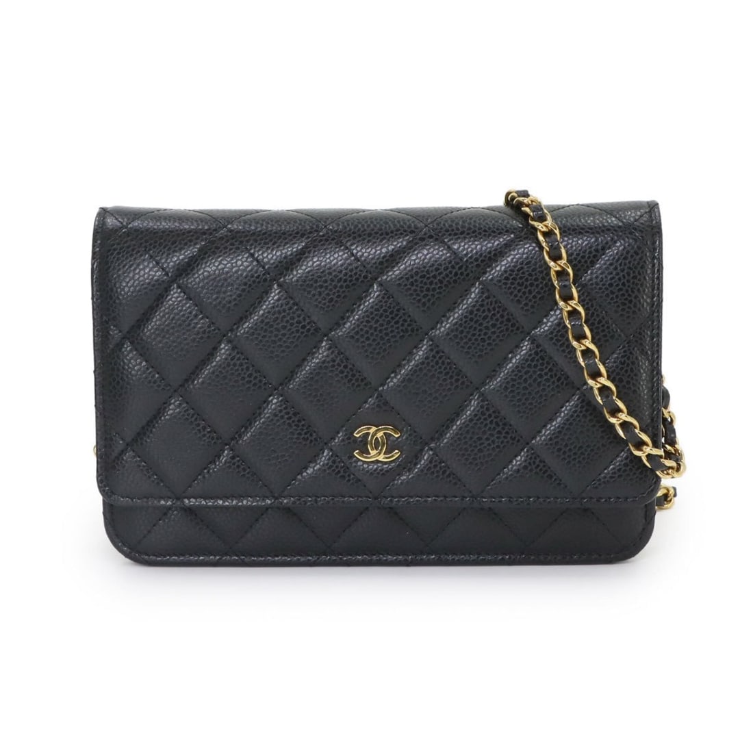Chanel Matelassé Classic Chain Wallet, Long Caviar Leather, Black, AP0250, Gold Hardware.: --- Catalog ---Category: SizeSize (HxWxD): 12cm x 19cm x 3.5cm / 4.72'' x 7.48'' x 1.37''Category: DesignType: Chain/Shoulder walletColor: BlackGender: WomenMaterial: Grained Calfskin Category: Genera