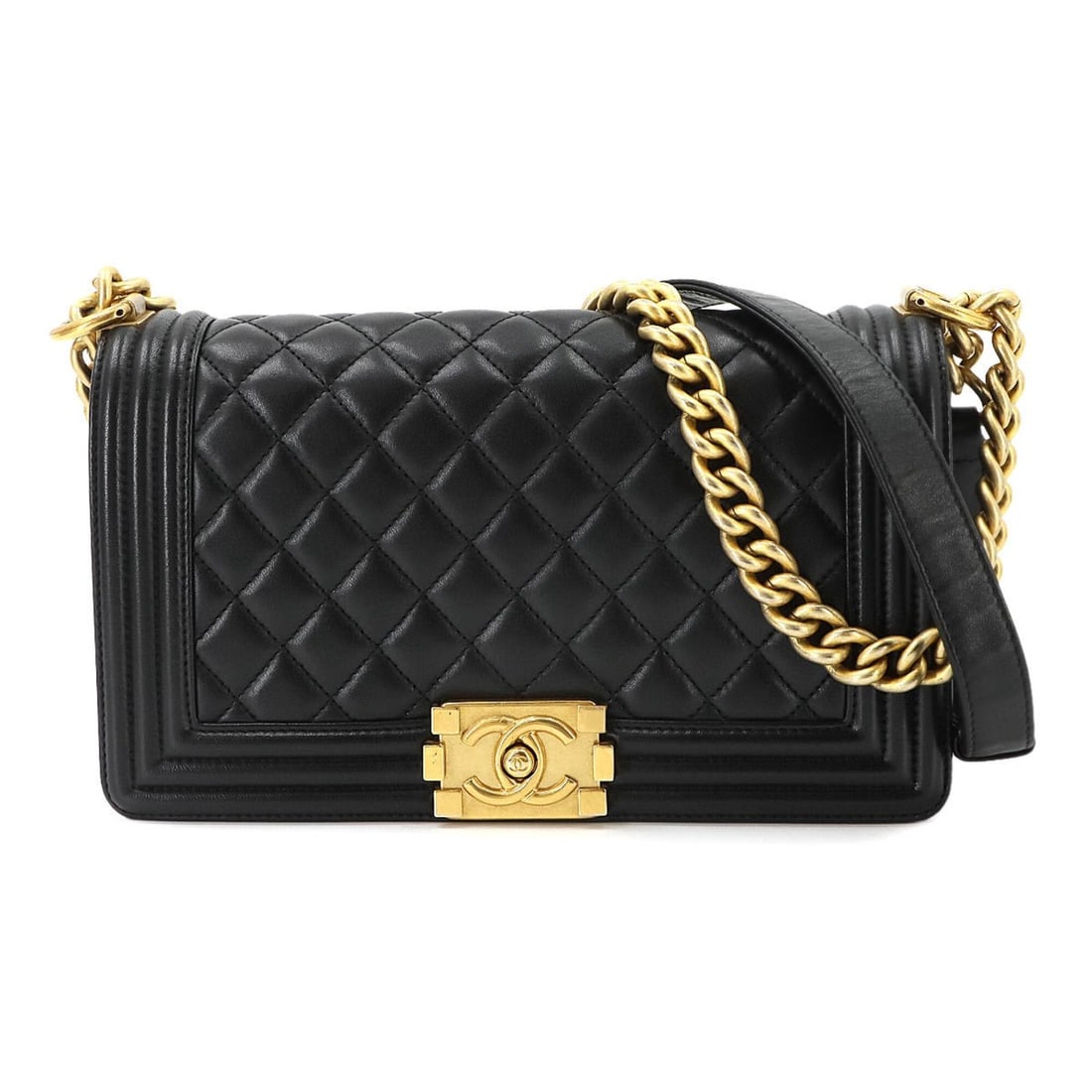 Chanel Boy Chain Shoulder Handbag, Lambskin, Black, A67086, Gold Hardware, BOY CHANEL Bag (1 of 16)