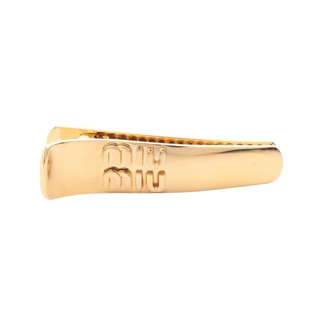 Miu Miu Miu Logo GP (Gold Plated) Women's Gold Tone 5IF222: --- Catalog ---Category: SizeSize (LxW): 1.3cm x 5cm / 0.51'' x 1.96''Category: DesignType: Hair clipColor: GoldGender: WomenMaterial: Gold platingCategory: GeneralBrand: Miu Miu--- Item List ---Secti