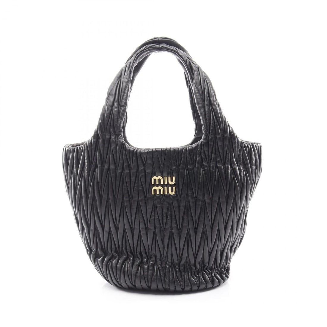 Miu Miu Miu Matelassé Tote Bag Handbag Leather Women's Black 5BG257 (1 of 10)