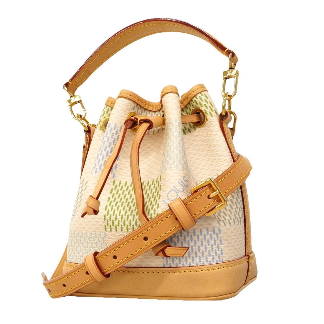 Louis Vuitton Damier Riches Nano Noe N40640 Pistachio Green 2-way handbag for women: --- Catalog ---Category: SizeSize (HxWxD): 16cm x 13cm x 10cm / 6.29'' x 5.11'' x 3.93''Category: DesignType: HandbagColor: Multi-colorGender: WomenCategory: GeneralMPN: N40640Brand: Louis Vuitton--- 