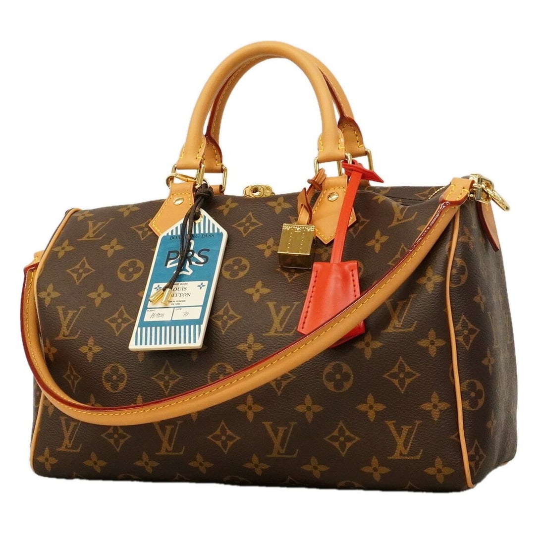 Louis Vuitton Monogram Speedy Bandoulière 30 Soft Handbag M11945 Brown Red 2-way bag for women: --- Catalog ---Category: SizeSize (HxWxD): 22cm x 31.5cm x 17.5cm / 8.66'' x 12.4'' x 6.88''Category: DesignType: HandbagColor: Brown, Red colorGender: WomenCategory: GeneralMPN: M11945Brand: Louis Vu