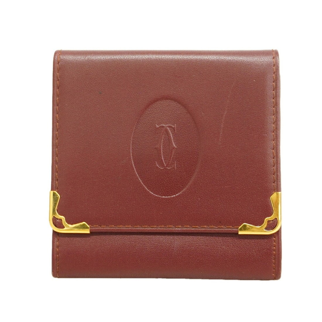 Cartier Must Leather Wallet/Coin Case, Bordeaux, for Men and Women: --- Catalog ---Category: SizeSize (HxWxD): 8.5cm x 8cm x 1cm / 3.34'' x 3.14'' x 0.39''Category: DesignType: Coin purse/coin caseColor: BordeauxGender: Men,WomenMaterial: Leather Category: GeneralBran