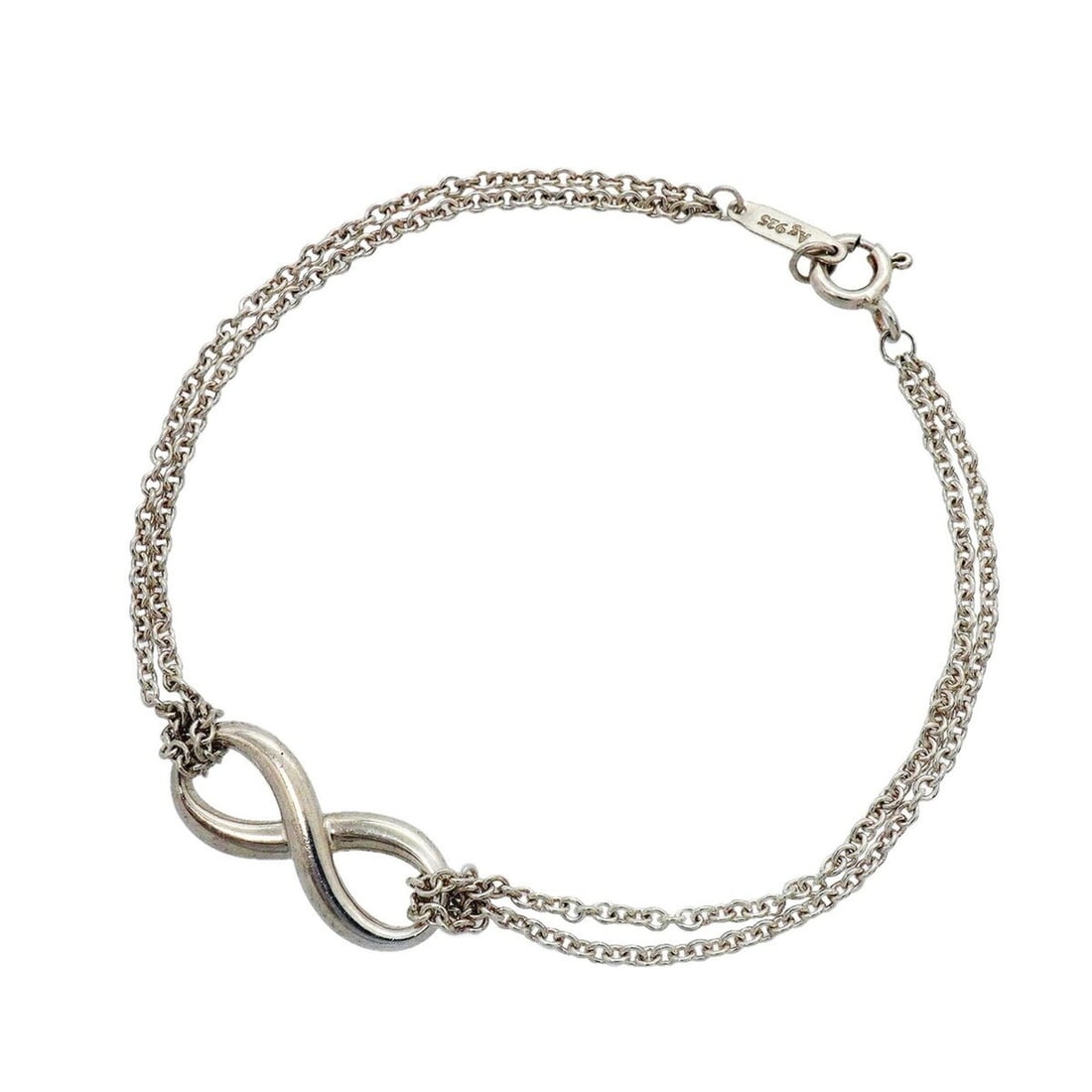 Tiffany & Co. Infinity Double Chain Bracelet, Sterling Silver 925, Women's (1 of 8)