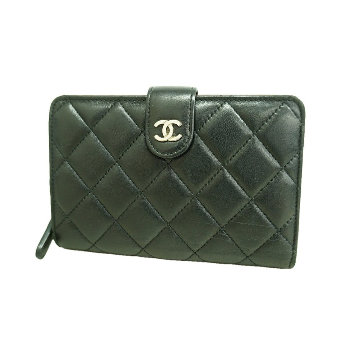 Chanel Matelassé Lambskin Wallet, Black, Women's (1 of 12)
