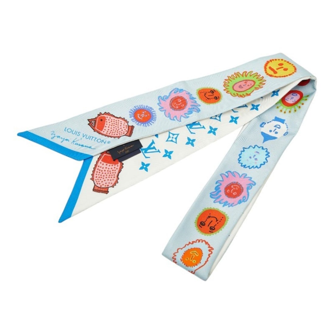 Louis Vuitton x Yayoi Kusama Bandeau BB Face Scarf M78313 Blue Multicolor Silk Women's LOUIS VUITTON: --- Catalog ---Category: SizeSize (LxW): 1.18m x 5cm / 46.45'' x 1.96''Category: DesignType: ScarfColor: Blue, Multi-colorGender: WomenMaterial: Silk Category: GeneralMPN: M78313Brand: Louis Vuitton--