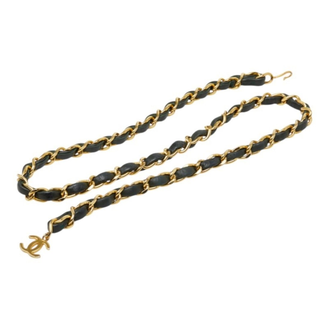Chanel Coco Mark Chain Belt, Black Gold Plated Leather, Women's.: --- Catalog ---Category: SizeLength: 98cm / 38.58''Category: DesignType: Chain beltColor: Black, GoldGender: WomenMaterial (Strap): Leather Category: GeneralBrand: Chanel--- Item List ---Section: Cond