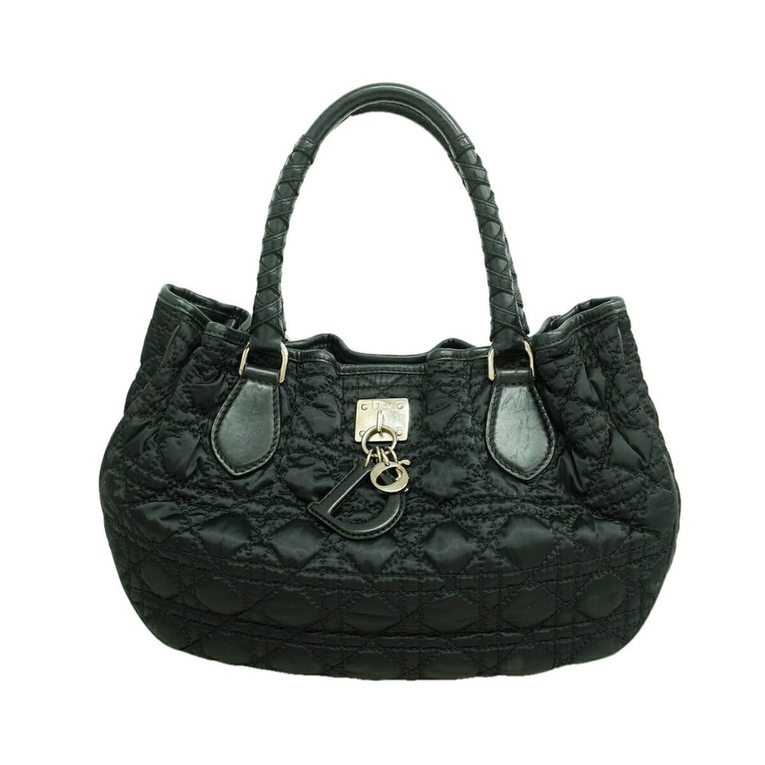 Christian Dior Cannage Nylon Handbag, Black, Women's, P3514158: --- Catalog ---Category: SizeSize (HxWxD): 24cm x 32cm x 9cm / 9.44'' x 12.59'' x 3.54''Category: DesignType: HandbagColor: BlackGender: WomenMaterial: Nylon Hardware Color: SilverCategory: GeneralBra