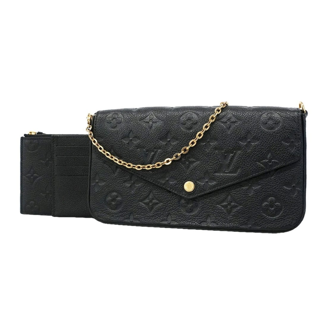 Louis Vuitton Monogram Empreinte Pochette Felicie M82477 Noir (Women's) OP023353: --- Catalog ---Category: SizeSize (HxWxD): 12cm x 21cm x 3cm / 4.72'' x 8.26'' x 1.18''Category: DesignType: Chain/Shoulder walletColor: NoirGender: WomenCategory: GeneralMPN: M82477Brand: Louis Vuitt