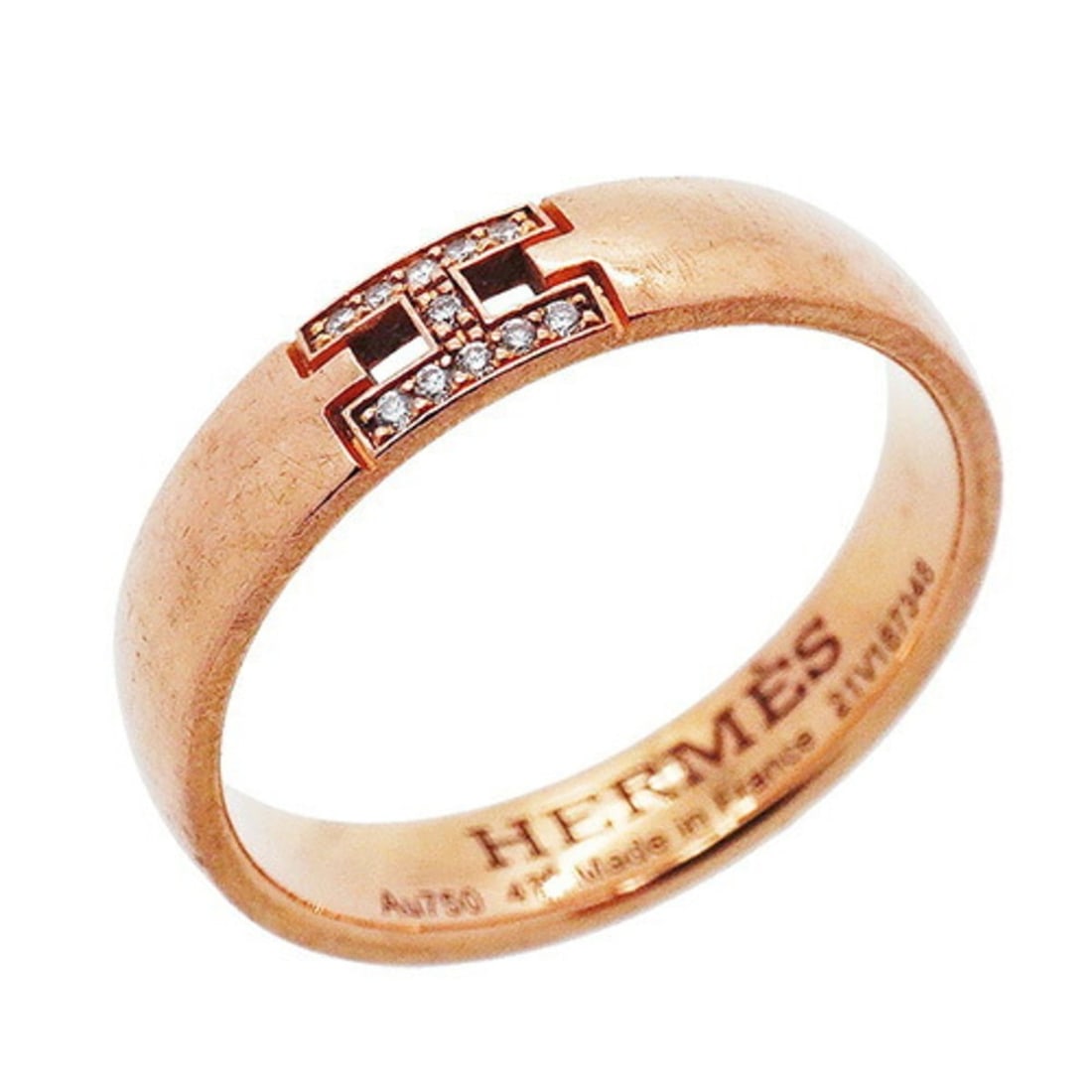 Hermes Ever Hercules Ring, 18KPG Pink Gold with Diamonds, Size 47, Women's (1 of 15)