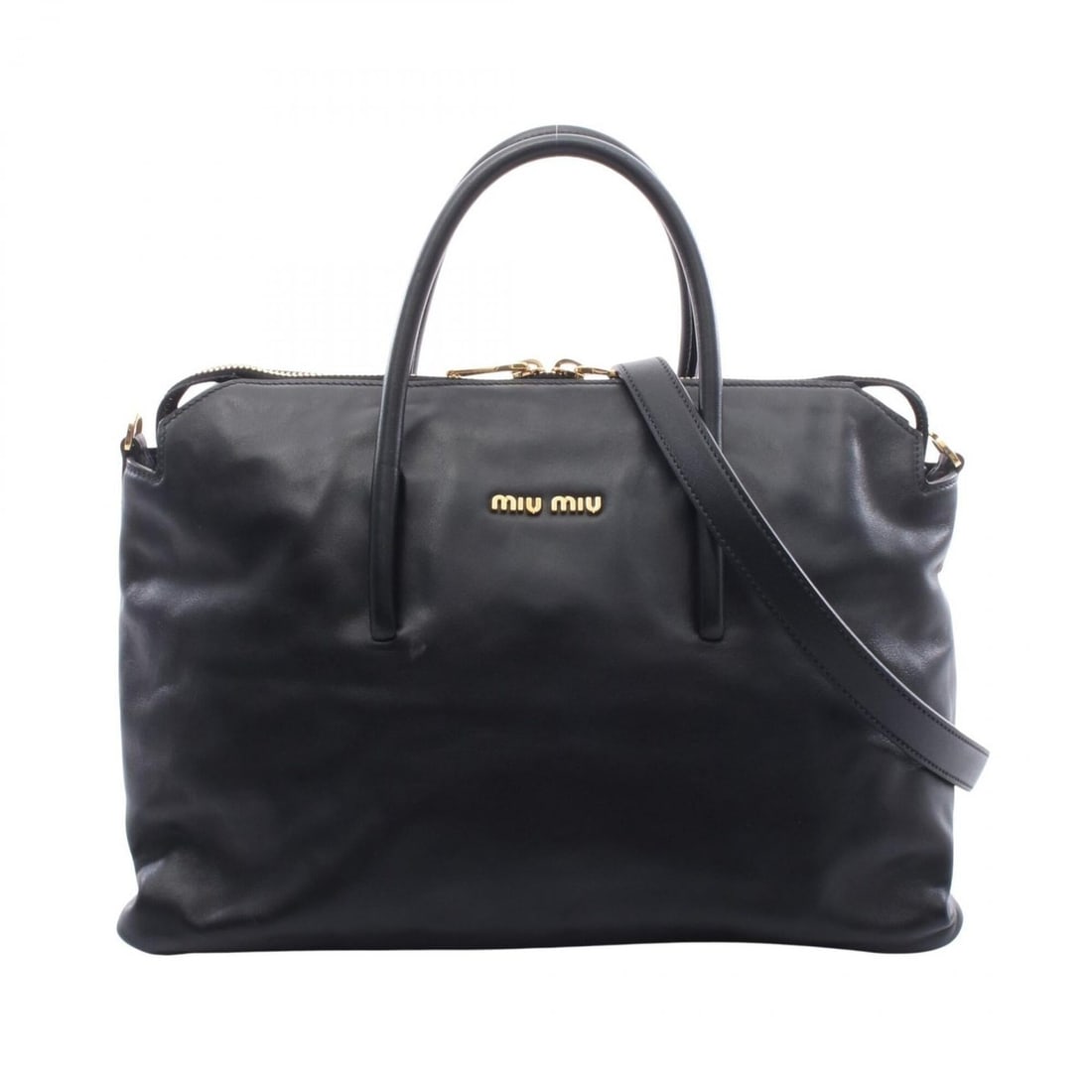 Miu Miu Miu 2-Way Handbag, Leather, Women's, Black (1 of 15)