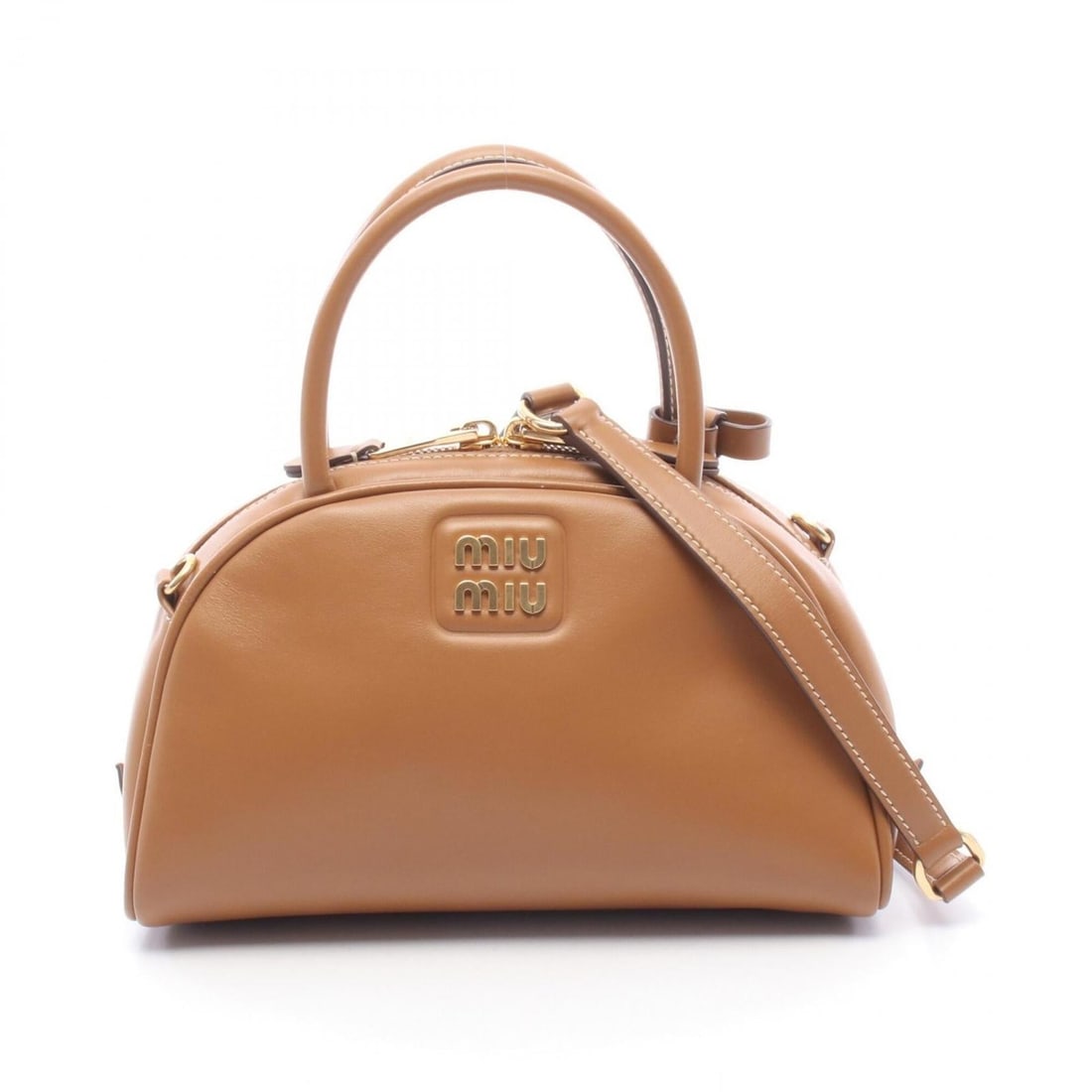 Miu Miu Miu 2-Way Handbag, Leather, Women's, Brown: --- Catalog ---Category: SizeSize (HxWxD): 14cm x 23cm x 10.5cm / 5.51'' x 9.05'' x 4.13''Category: DesignType: HandbagColor: BrownGender: WomenMaterial: Leather Category: GeneralBrand: Miu Miu--- Ite
