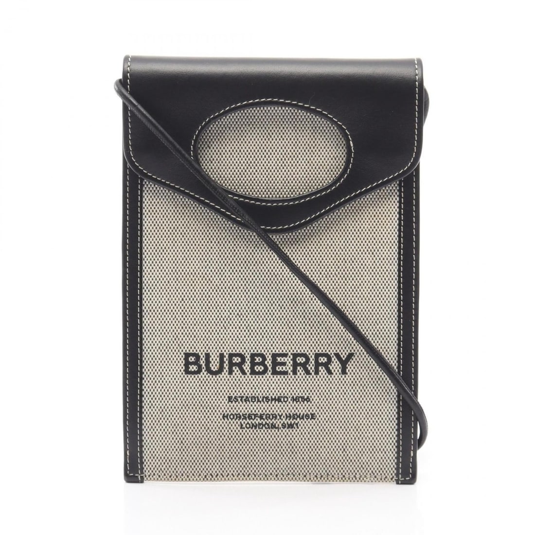 Burberry phone holder shoulder bag/handbag, canvas and leather, women's, black/gray.: --- Catalog ---Category: SizeSize (HxWxD): 21.5cm x 15cm x 5.00mm / 8.46'' x 5.9'' x 0.19''Category: DesignType: Handbag, Shoulder bagColor: Black, GrayGender: WomenMaterial: Canvas , Leather Category