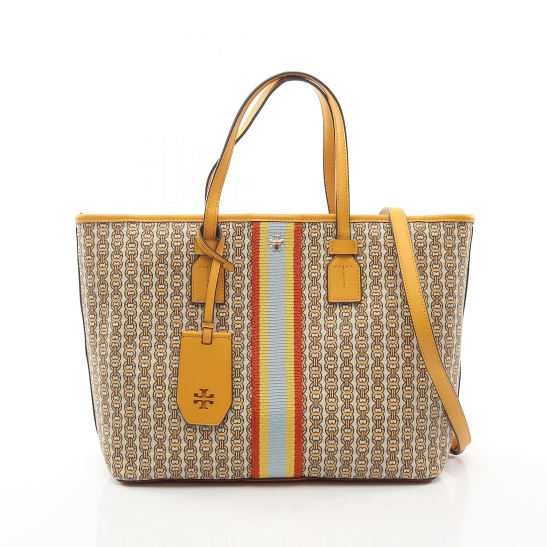 Tory Burch Gemini Link 2-Way Tote Bag/Handbag, Coated Canvas and Leather, Women's, (1 of 13)