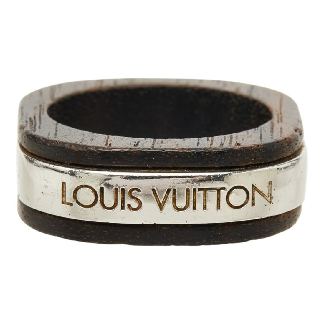 Louis Vuitton Bague Bois et Wood Ring, Brown Silver Metal Ring for Women.: --- Catalog ---Category: SizeJP Size: 16US Size: 8Category: DesignType: Band ringColor: Brown, SilverGender: WomenMaterial: Metal, WoodCategory: GeneralBrand: Louis Vuitton--- Item List ---Section: Co