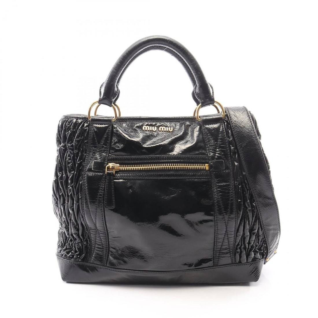 Miu Miu Miu Matelassé 2-Way Handbag, Leather, Women's, Black: --- Catalog ---Category: SizeSize (HxWxD): 30cm x 35cm x 14cm / 11.81'' x 13.77'' x 5.51''Category: DesignType: HandbagColor: BlackGender: WomenMaterial: Leather Category: GeneralLine: MatelasseBrand: