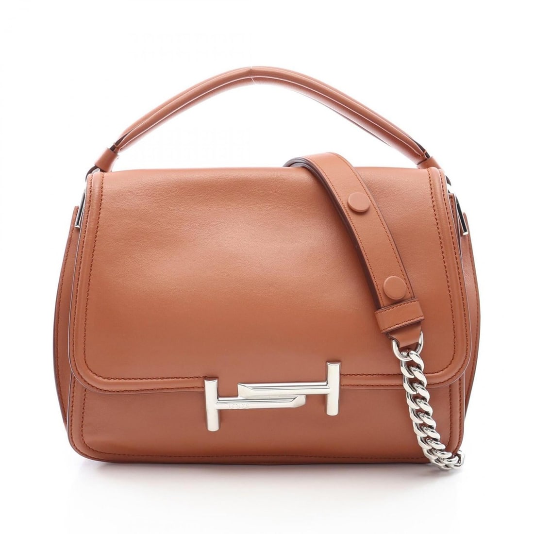TOD'S Double T 2-Way Handbag, Leather, Women's, Brown: --- Catalog ---Category: SizeSize (HxWxD): 22cm x 27cm x 13cm / 8.66'' x 10.62'' x 5.11''Category: DesignType: HandbagColor: BrownGender: WomenMaterial: Leather Category: GeneralBrand: Tod's--- Item L