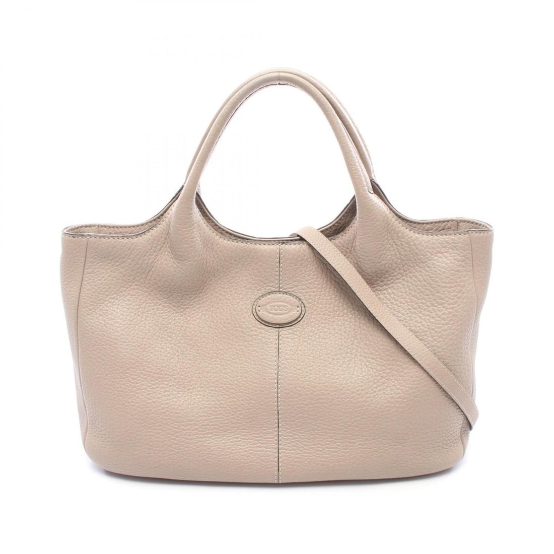 TOD'S ALH SHOPPING PICCOLA 2-Way Tote Bag/Handbag, Leather, Women's, Beige (1 of 12)