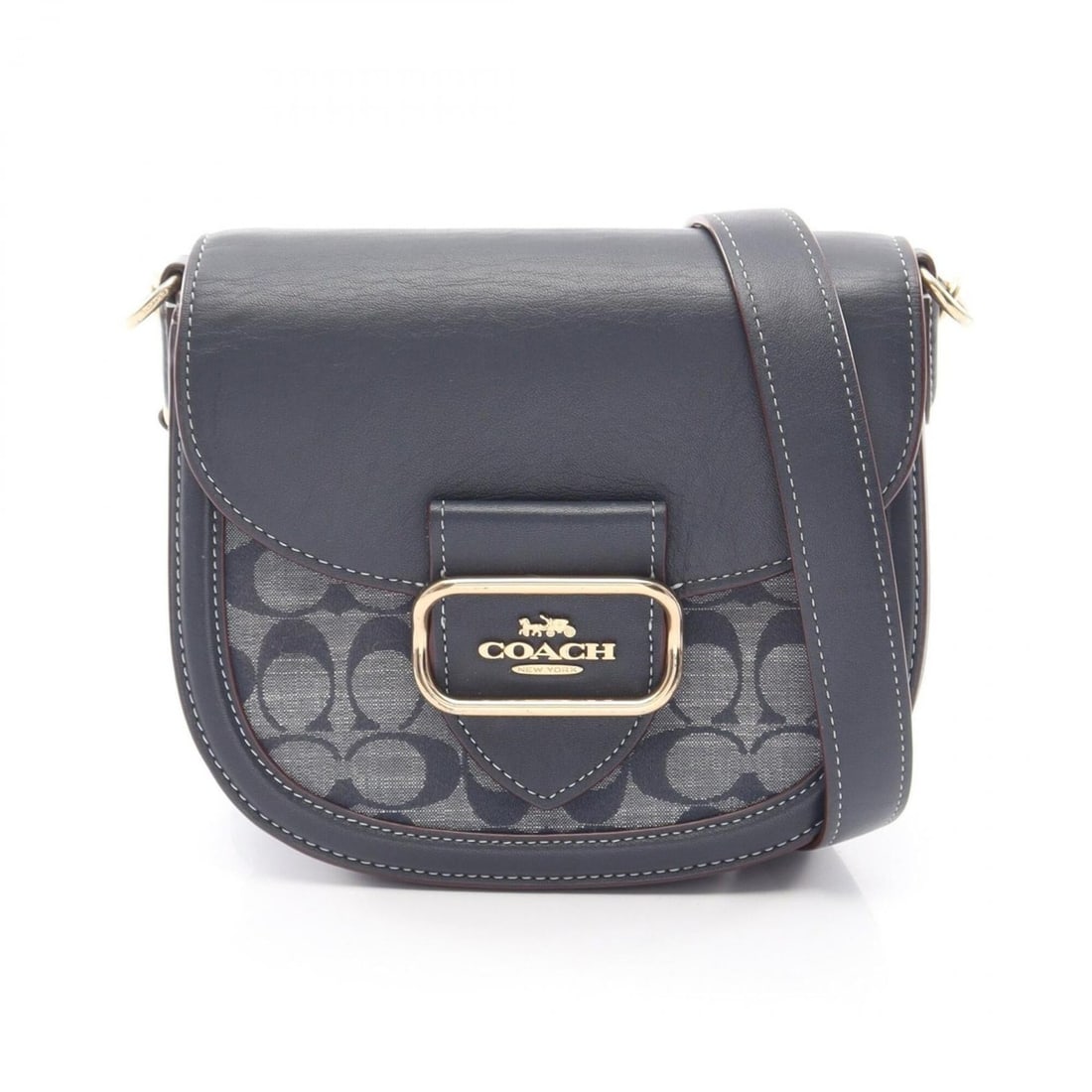 Coach Morgan Saddle Bag Signature Shoulder Handbag Leather Canvas Women's Navy CH143: --- Catalog ---Category: SizeSize (HxWxD): 17cm x 20cm x 6cm / 6.69'' x 7.87'' x 2.36''Category: DesignType: Handbag, Saddle bag, Shoulder bagColor: NavyGender: WomenMaterial: Leather , Canvas Categor