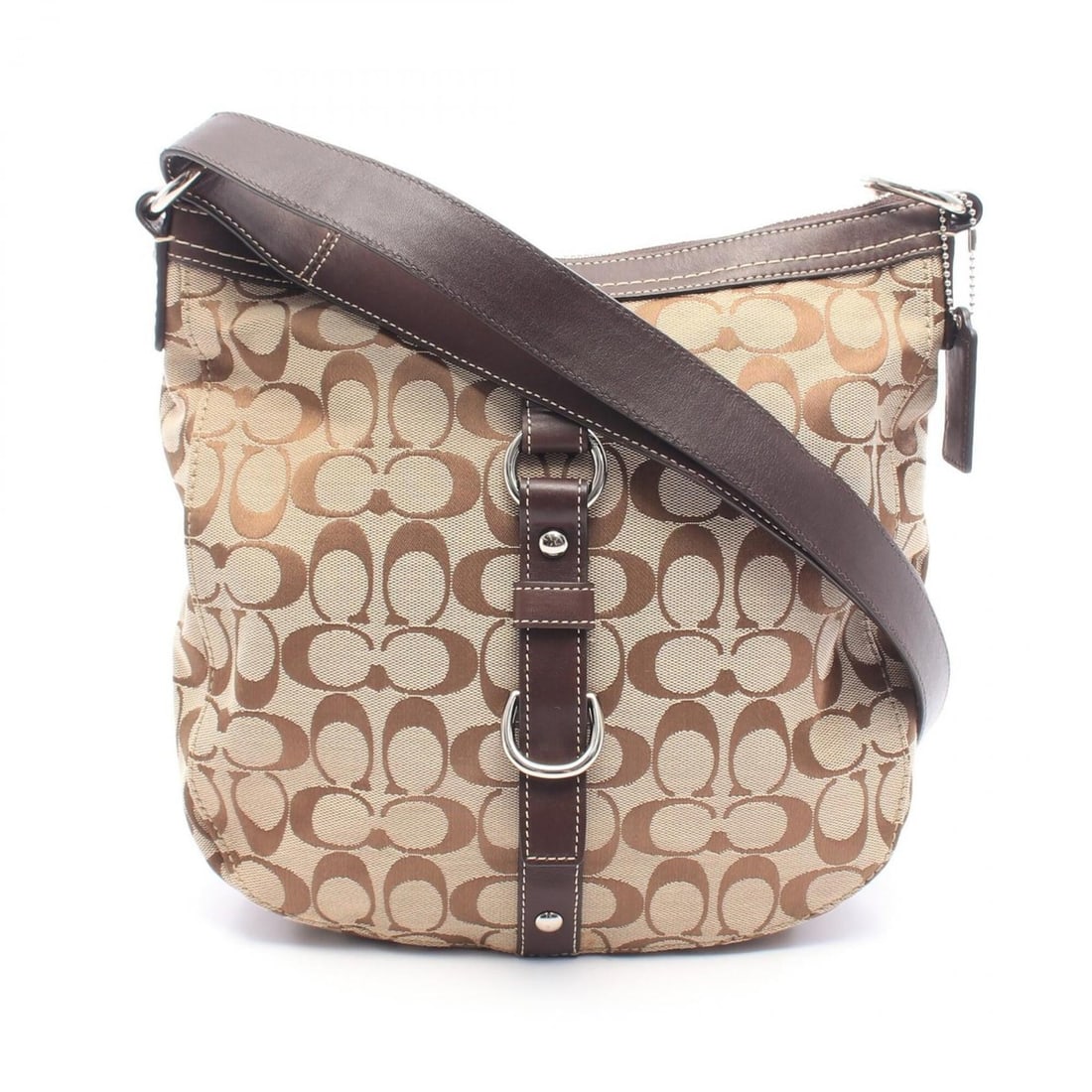 Coach Signature Shoulder Bag/Handbag, Canvas and Leather, Women's, Beige/Brown, F14446 (1 of 15)