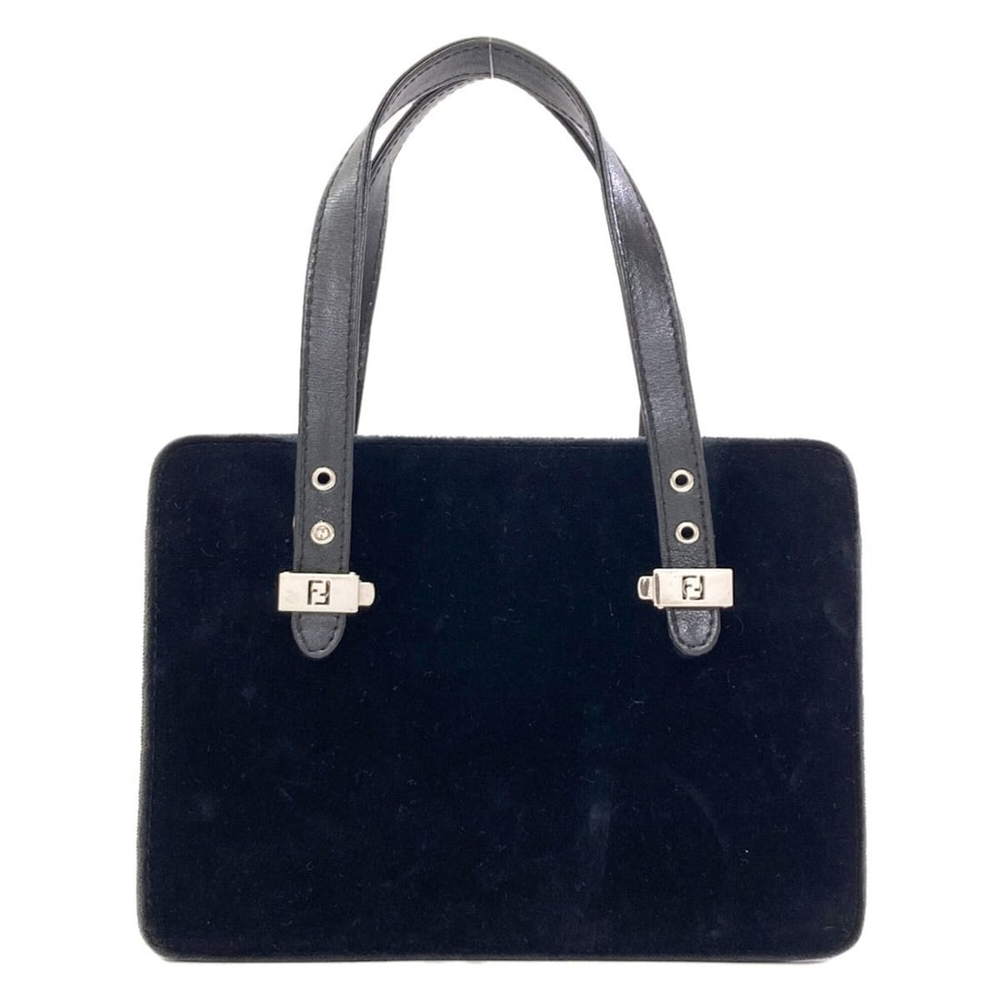 Fendi Logo Handbag Suede Women's FENDI: --- Catalog ---Category: SizeSize (HxWxD): 16.5cm x 23cm x 7cm / 6.49'' x 9.05'' x 2.75''Category: DesignType: HandbagColor: BlackGender: WomenMaterial: Suede Category: GeneralBrand: Fendi--- Item Lis