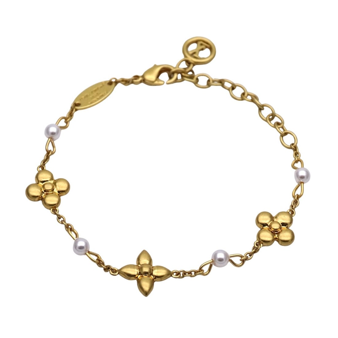 Louis Vuitton LOUIS VUITTON Women's Bracelet, Brand Metal Bracelet Louisa Gold M1429A, Faux Pearl: --- Catalog ---Category: SizeLength: 19cm / 7.48''Stone Size (HxW): 1.28cm x 1.28cm / 0.5'' x 0.5''Category: DesignType: Charm braceletColor: GoldGender: WomenMaterial: MetalCategory: GeneralMPN: M142