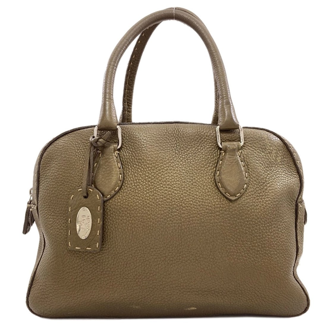 Fendi Selleria Leather Handbag for Women: --- Catalog ---Category: SizeSize (HxWxD): 22cm x 32cm x 9cm / 8.66'' x 12.59'' x 3.54''Handle Length: 32cm / 12.59''Category: DesignType: HandbagColor: KhakiGender: WomenClosure: ZipperMaterial: Leat
