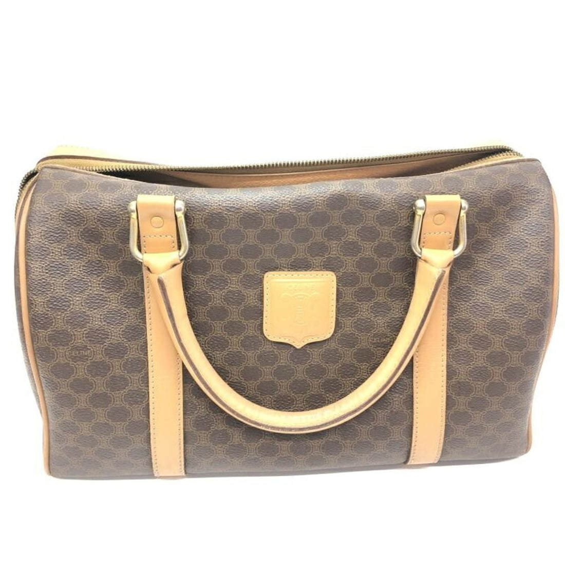 CELINE handbag, Boston bag, Macadam pattern, Celine: --- Catalog ---Category: SizeSize (HxWxD): 19cm x 31cm x 17cm / 7.48'' x 12.2'' x 6.69''Category: DesignType: Boston bag, HandbagColor: BrownGender: Women,MenCategory: GeneralLine: MacadamBrand: Celin