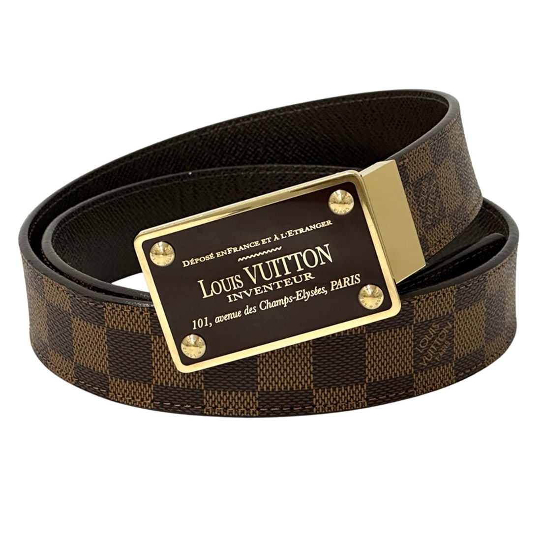 Louis Vuitton LOUIS VUITTON Belt Damier Men's Brand Ceinture Inventeur Ebene Brown M9677 Reversible (1 of 11)