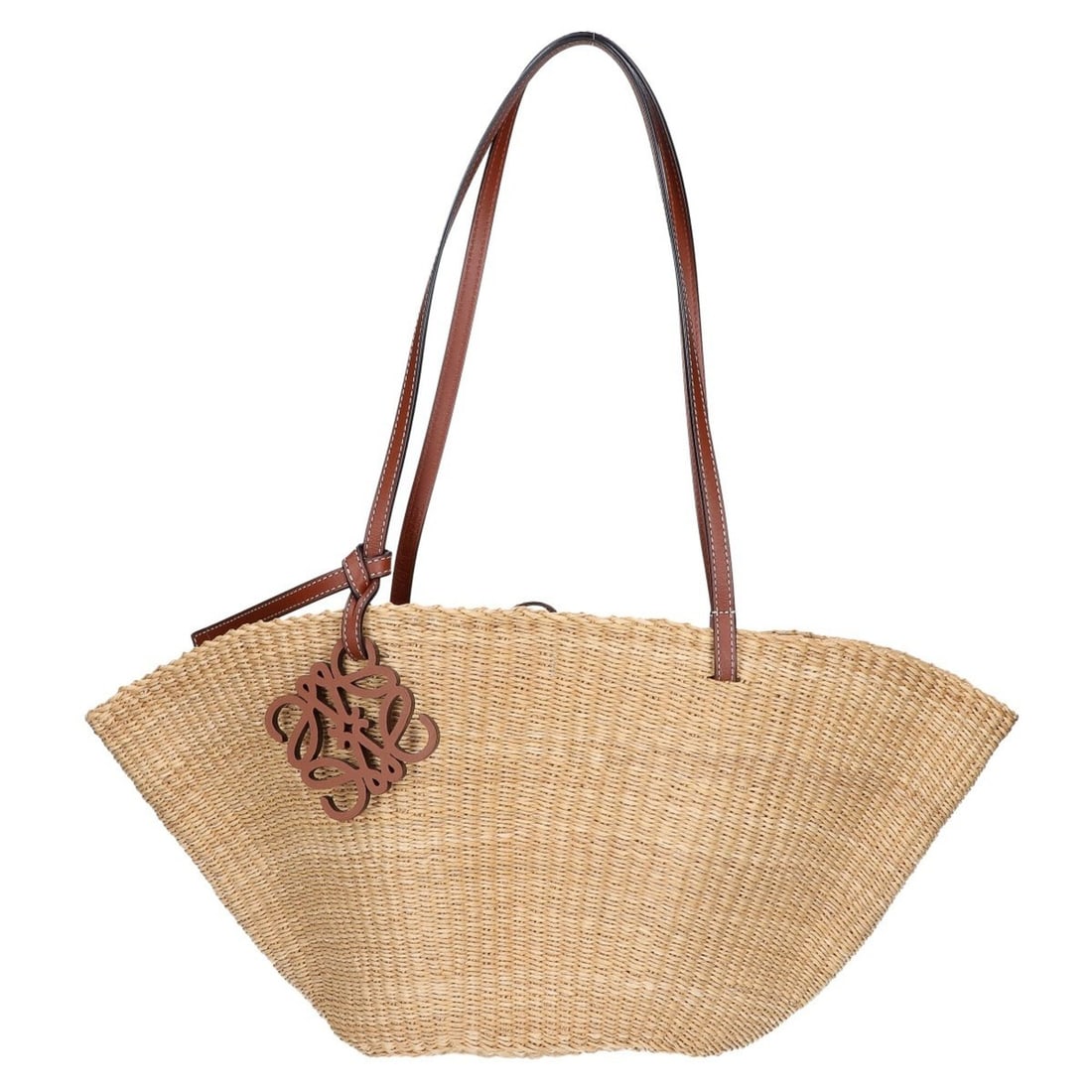 LOEWE Elephant Grass & Calf Shell Basket Bag Handbag, Natural Brown, Women's: --- Catalog ---Category: SizeSize (HxWxD): 22cm x 13cm / 8.66'' x 5.11''Category: DesignType: Basket, HandbagColor: BrownGender: WomenCategory: GeneralBrand: Loewe--- Item List ---Section: ConditionRa