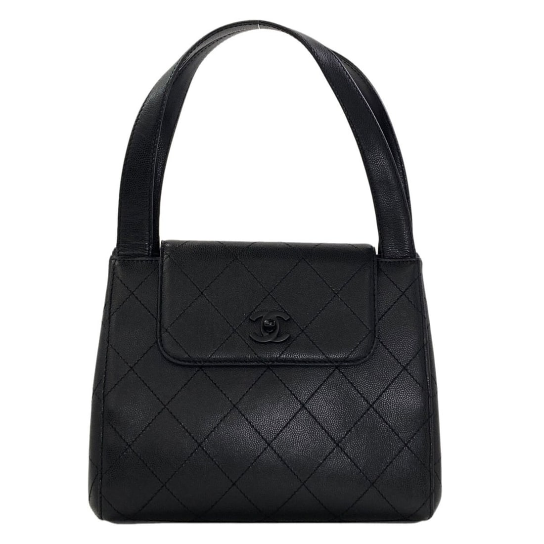 Chanel Coco Mark Matelassé Handbag, Grained Calfskin, Women's CHANEL: --- Catalog ---Category: SizeSize (HxWxD): 20cm x 22cm x 8cm / 7.87'' x 8.66'' x 3.14''Handle Length: 42cm / 16.53''Category: DesignType: HandbagColor: BlackGender: WomenClosure: Turn lockMaterial: Le