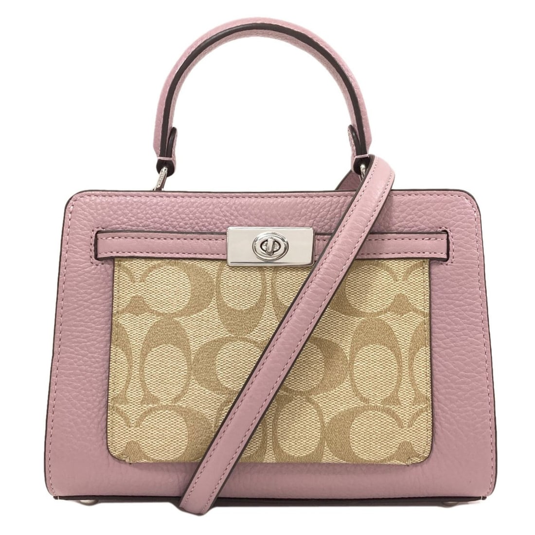 Coach CC977 Signature 2-Way Handbag PVC/Leather Women's COACH: --- Catalog ---Category: SizeSize (HxWxD): 14.5cm x 18.5cm x 8.5cm / 5.7'' x 7.28'' x 3.34''Strap Length: 113cm - 131cm / 44.48'' - 51.57''Handle Length: 17.5cm / 6.88''Category: DesignType: HandbagCo