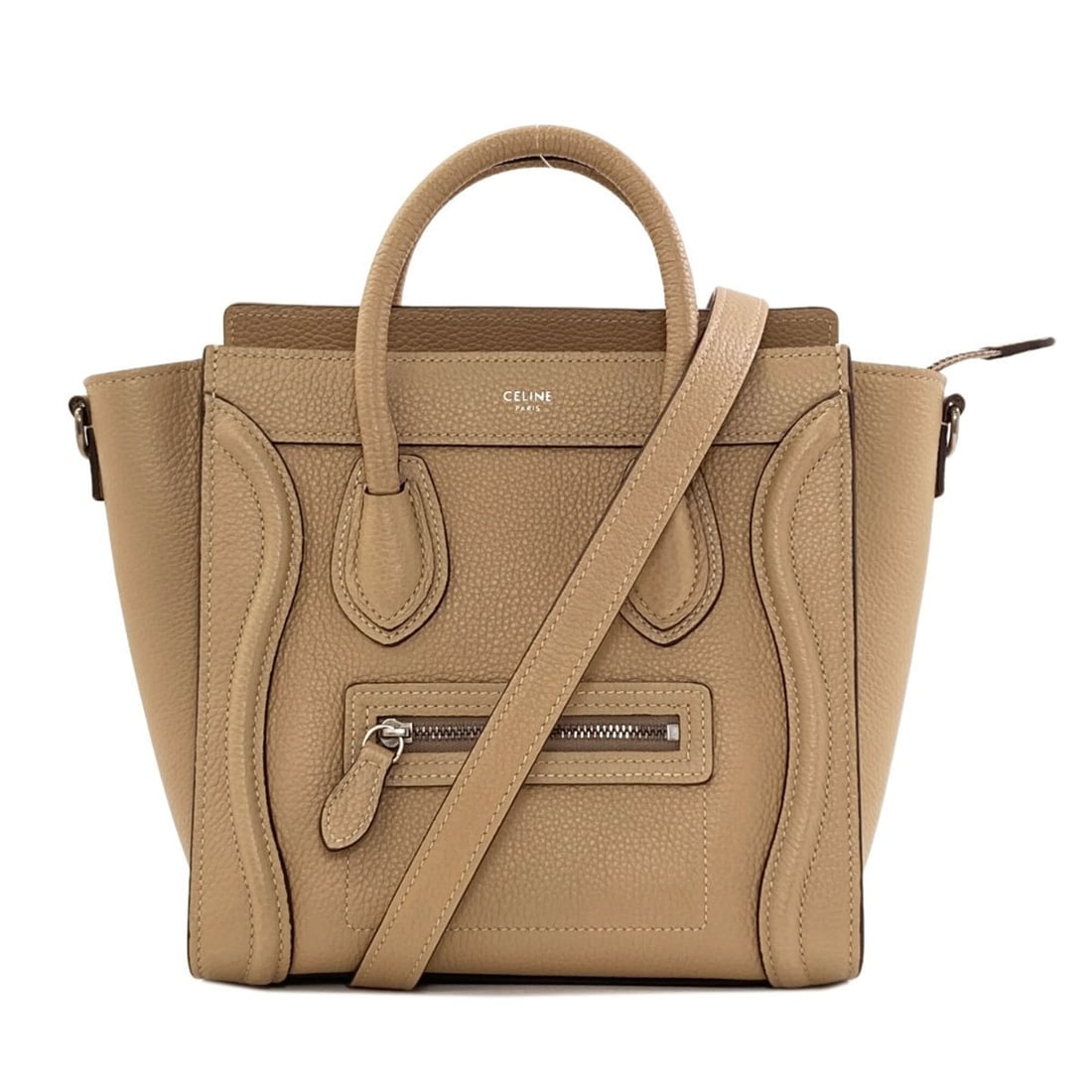 Celine Luggage Nano 2-Way Handbag, Calfskin, Women's: --- Catalog ---Category: SizeSize (HxWxD): 18.5cm x 20cm x 9.5cm / 7.28'' x 7.87'' x 3.74''Strap Length: 122.5cm / 48.22''Handle Length: 13cm / 5.11''Category: DesignType: HandbagColor: BrownGender: W