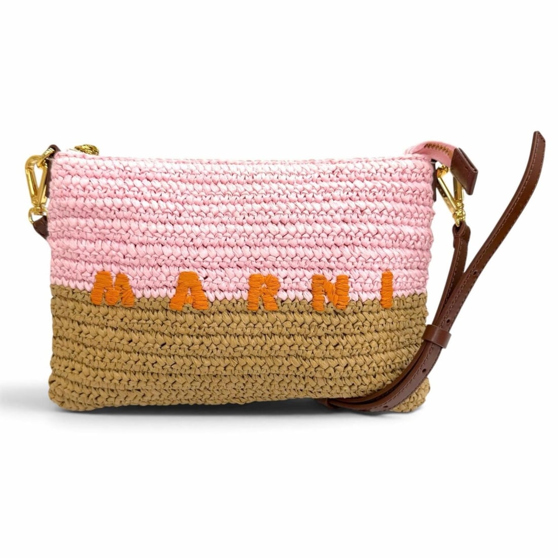 MARNI PHM00046U0 P9110 Seaside Raffia Leather Bicolor Sacoche Shoulder Bag Pink Natural Women's with: --- Catalog ---Category: SizeSize (HxWxD): 19cm x 26.5cm / 7.48'' x 10.43''Category: DesignType: Shoulder bagColor: PinkGender: WomenMaterial: Raffia , Leather Category: GeneralBrand: Marni--- Item Li