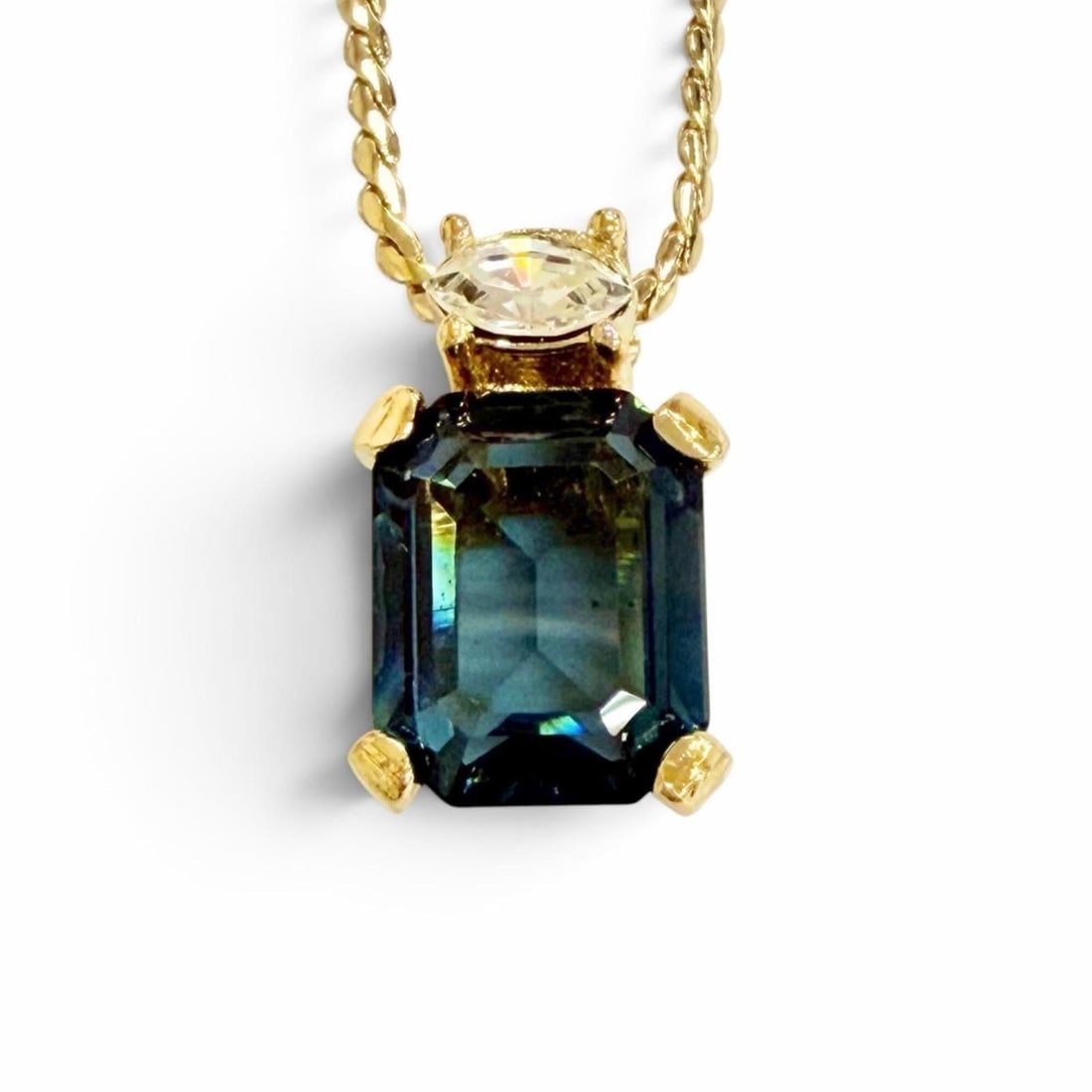 Christian Dior Vintage Square Colored Stone Necklace, Gold and Light Blue Tones, Made in Germany,: --- Catalog ---Category: SizePendant Size: 14mm x 8mm / 0.55'' x 0.31''Neck Circumference: 38 cm - 43.5 cm / 14.96'' - 17.12''Category: DesignColor: Gold, Light blueStone: Color stoneGender: WomenNeck