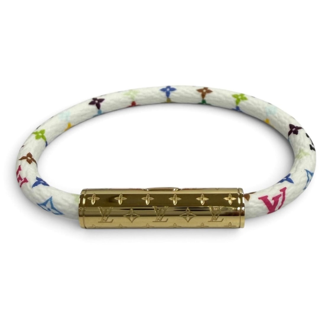 LOUIS VUITTON M8973F Bracelet LV Confidential LV™ Takashi Murakami Monogram Multicolor Leather: --- Catalog ---Category: SizeLength: 15cm / 5.9''Category: DesignType: Charm braceletColor: Multi-colorGender: WomenMaterial: LeatherCategory: GeneralBrand: Louis VuittonCountry of Origin: Spain--- It
