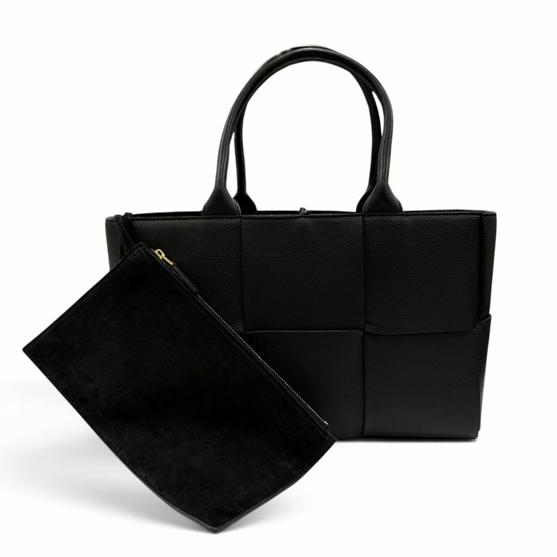 BOTTEGA VENETA 652867 Small The Arco Tote Bag, Leather, with Pouch, Handbag, Black, Made in Italy, (1 of 17)