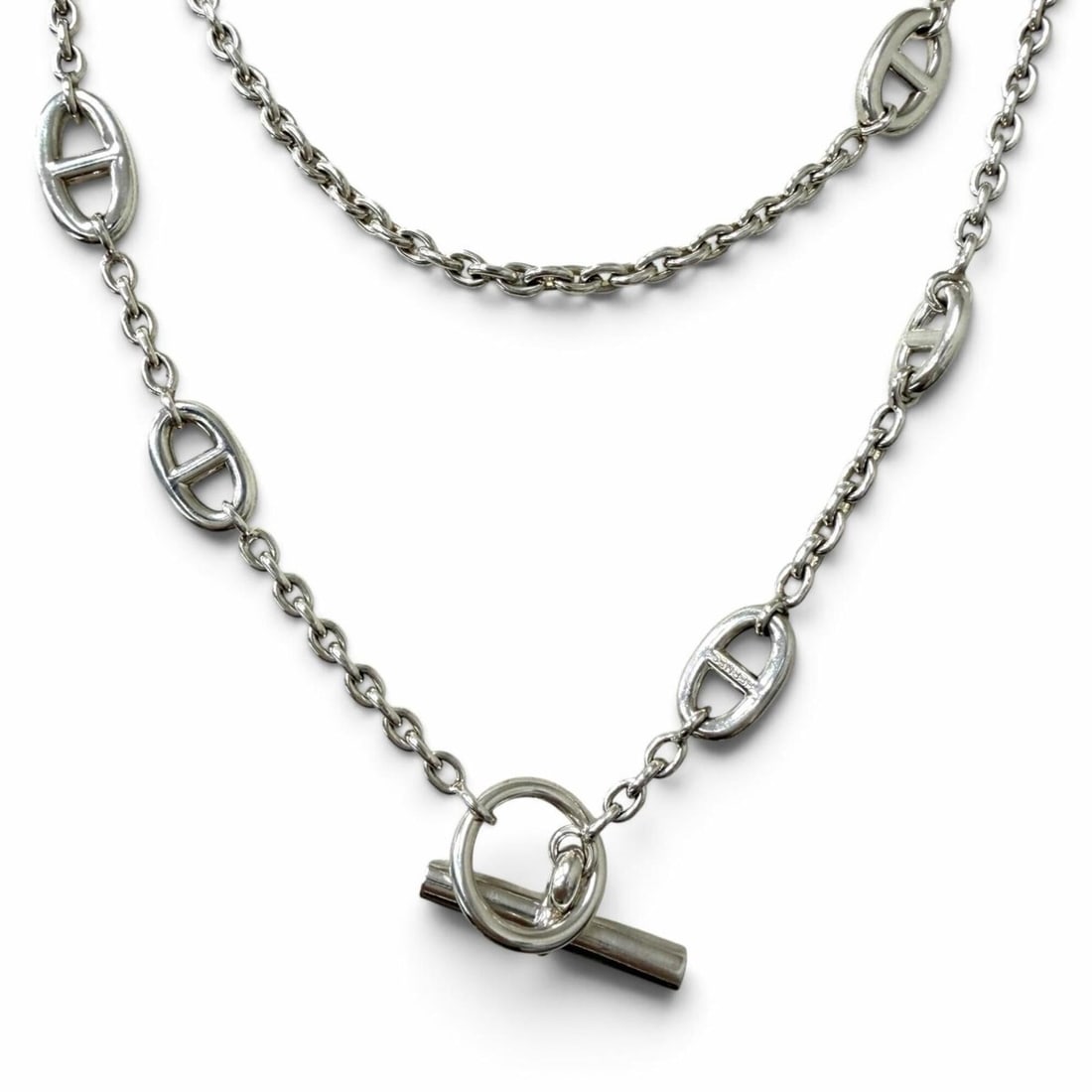 HERMES AG925 Chaine d'Ancre Farandole Long Necklace, Silver, Weight 140g, Men's/Women's (1 of 17)