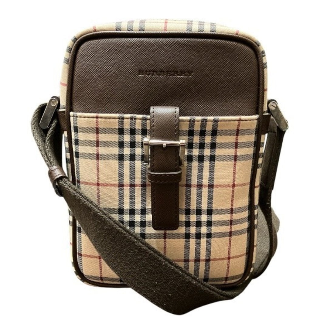 Burberry Nova Check Canvas x Leather Crossbody Bag Shoulder (Unisex): --- Catalog ---Category: SizeSize (HxWxD): 21cm x 16cm x 6cm / 8.26'' x 6.29'' x 2.36''Category: DesignType: Shoulder bagColor: Beige, BrownGender: Men,WomenMaterial: Canvas , Leather Category: Genera