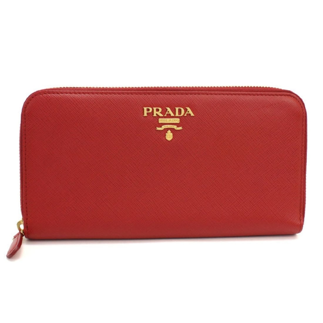 PRADA Prada Long Wallet, Round Zipper, 1ML506, Saffiano Leather, Women's, Red (1 of 15)