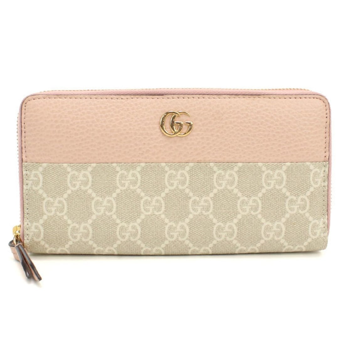 GUCCI Gucci Long Wallet, Round Zipper, 456117 Double G, Bicolor, Women's, Pink (1 of 13)