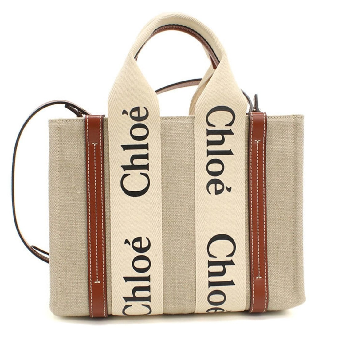 Chloé Chloe tote bag CHC22AS397 Small WOODY Women's Beige: --- Catalog ---Category: SizeSize (HxWxD): 20cm x 26cm x 8.5cm / 7.87'' x 10.23'' x 3.34''Category: DesignType: Tote bagColor: BeigeGender: WomenMaterial: Linen Hardware Color: GoldCategory: GeneralMP