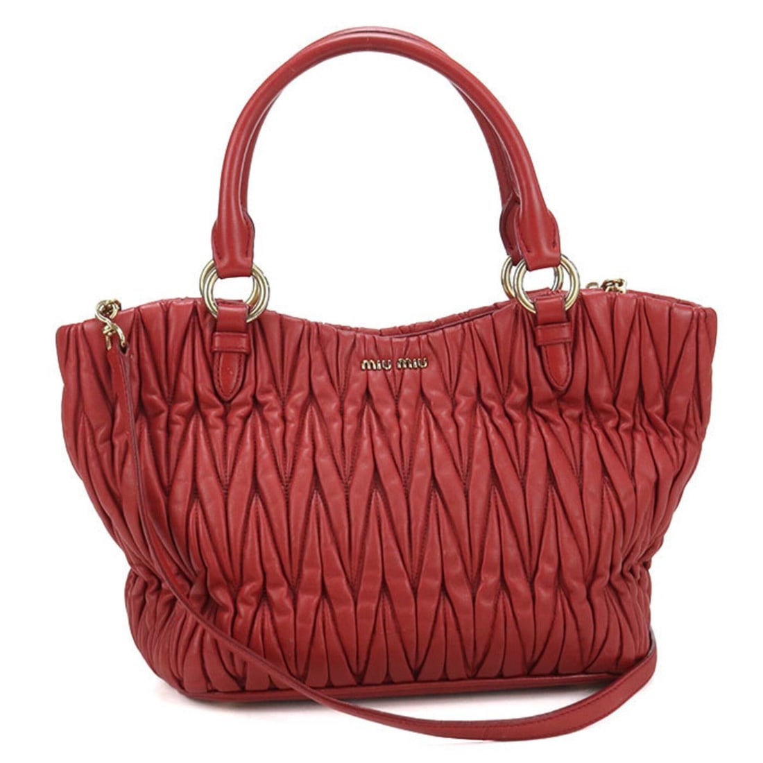 Miu Miu MIUMIU (OUTLET) Miu Outlet 2-Way Handbag, Matelassé, Women's, Red: --- Catalog ---Category: SizeSize (HxWxD): 20cm x 25cm x 15cm / 7.87'' x 9.84'' x 5.9''Category: DesignType: HandbagColor: Red colorGender: WomenMaterial: Leather Hardware Color: GoldLeather/Fur Type: