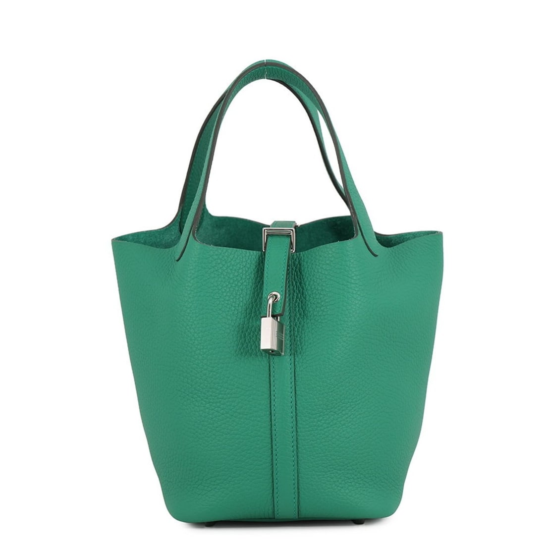Hermes Picotin Lock PM handbag, Vert Vertigo, Taurillon Clemence leather, G stamp, HERMES tote bag,: --- Catalog ---Category: SizeSize (HxWxD): 18.5cm x 18cm x 13cm / 7.28'' x 7.08'' x 5.11''Category: DesignType: Handbag, Tote bagColor: GreenGender: WomenMaterial: Taurillon clemence leather Category: