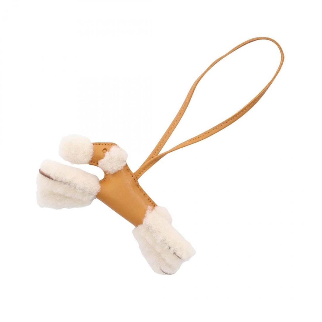 Hermes Buddy Charm, Charm Accessory, Sheepskin, Agneau Milo, Women's, Brown/White: --- Catalog ---Category: DesignType: Handbag charmColor: Brown, WhiteGender: Women,MenMaterial: Agneau Milo, FurLeather/Fur Type: MoutonCategory: GeneralBrand: Hermes--- Item List ---Section: Conditio