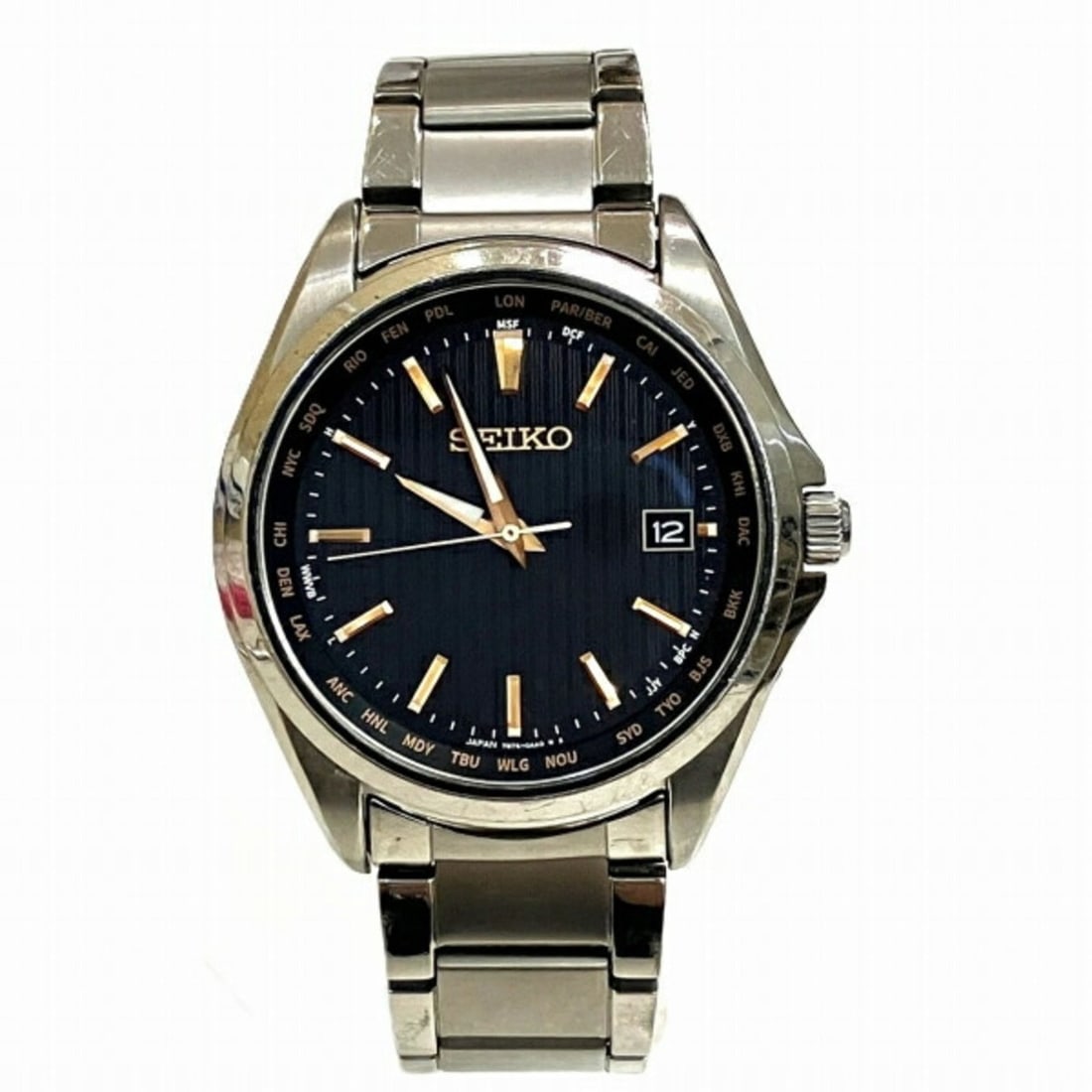 Seiko Selection 7B75-0AA0 Radio-Controlled Solar Watch for Men: --- Catalog ---Category: SizeWrist Size: 16.5cm / 6.49''Case Diameter: 40mm / 1.57''Category: DesignType: WristwatchGender: MenColor (Dial): BlackMaterial (Band): TitaniumMaterial (Case): TitaniumCate