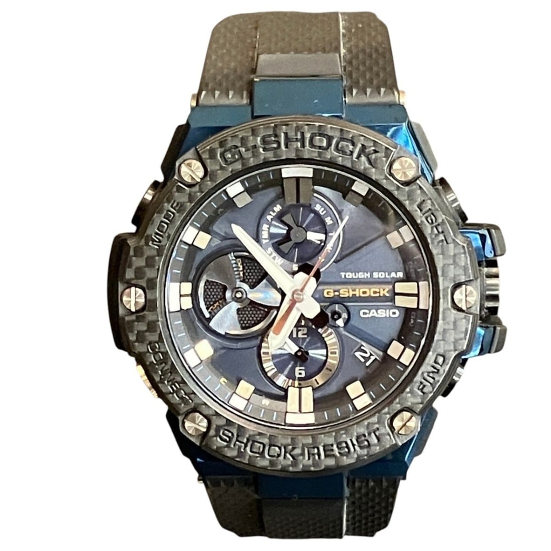 Casio G-SHOCK watch, total weight 108g, stainless steel, rubber strap, solar powered, navy dial,: --- Catalog ---Category: SizeWrist Size: 14cm - 22cm / 5.51'' - 8.66''Case Diameter: 48mm / 1.89''Category: DesignType: WristwatchGender: Men,WomenColor (Dial): NavyMaterial (Band): RubberMaterial (Ca